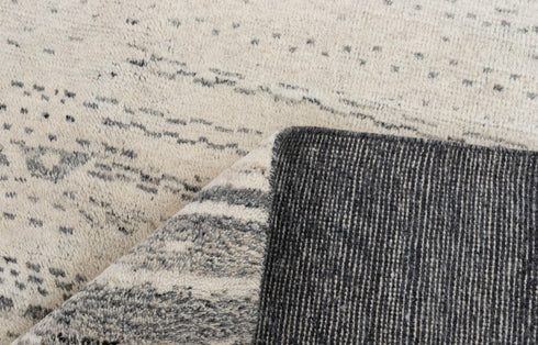 8x10 Moroccan Charcoal Cream Pile Bohemian Geometric Rug Wool Beni Ourain Berber Hand Knotted Se-49