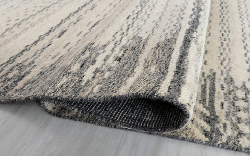 8x10 Moroccan Charcoal Cream Pile Bohemian Geometric Rug Wool Beni Ourain Berber Hand Knotted Se-49