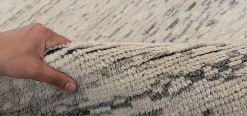 8x10 Moroccan Charcoal Cream Pile Bohemian Geometric Rug Wool Beni Ourain Berber Hand Knotted Se-49