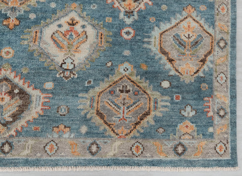 8x10 Blue Tribal Oushak Home Decor Rug Modern Ushak Turkish Design Hand Knotted Hand Spun Wool Rug #4546