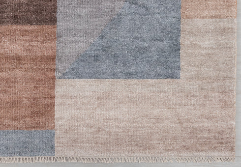 8x10 Wool Silk Blue Mid Century Inspired Geometric Hand Knotted Rug #Se-60(242x300 Cms.) Free Shipping!!