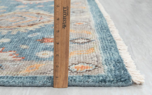 8x10 Blue Tribal Oushak Home Decor Rug Modern Ushak Turkish Design Hand Knotted Hand Spun Wool Rug #4546