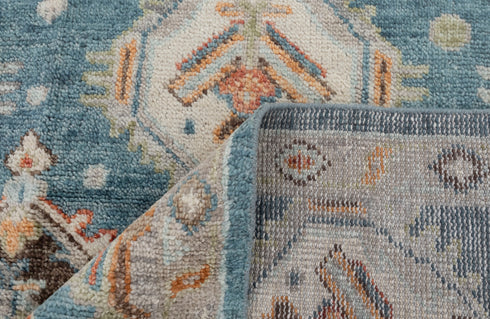 8x10 Blue Tribal Oushak Home Decor Rug Modern Ushak Turkish Design Hand Knotted Hand Spun Wool Rug #4546