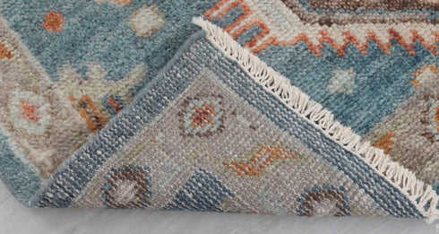 8x10 Blue Tribal Oushak Home Decor Rug Modern Ushak Turkish Design Hand Knotted Hand Spun Wool Rug #4546