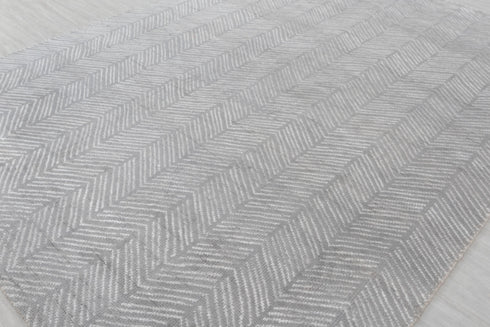 8x10 Grey White Mororccan Zigzag Design  Rug  Wool Beni Ourain Berber Hand Knotted Se-58 Free Shipping!!