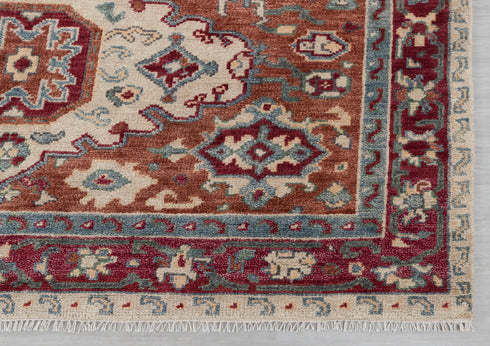8x10 Rust Turkish Style Kazak Oushak Design Rug Hand Knotted Hand Spun Wool Rug #SE-54