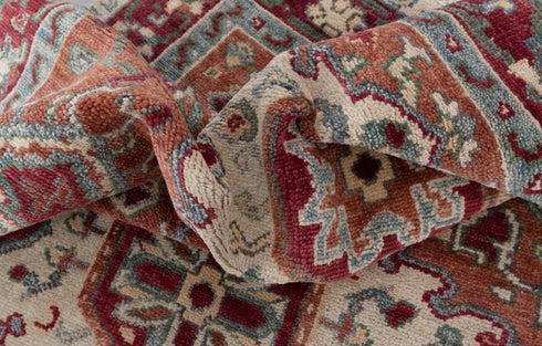 8x10 Rust Turkish Style Kazak Oushak Design Rug Hand Knotted Hand Spun Wool Rug #SE-54