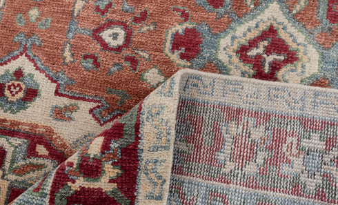 8x10 Rust Turkish Style Kazak Oushak Design Rug Hand Knotted Hand Spun Wool Rug #SE-54