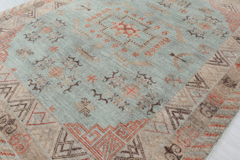 8x10 Blue Taupe Sand Modern Designer Oushak Turkish Design Hand Knotted Hand Spun Wool Rug #SE-127