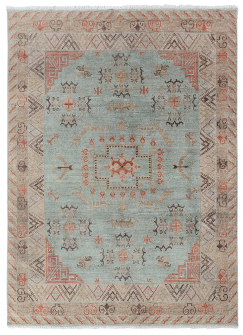 8x10 Blue Taupe Sand Modern Designer Oushak Turkish Design Hand Knotted Hand Spun Wool Rug #SE-127