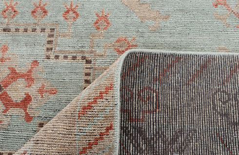 8x10 Blue Taupe Sand Modern Designer Oushak Turkish Design Hand Knotted Hand Spun Wool Rug #SE-127