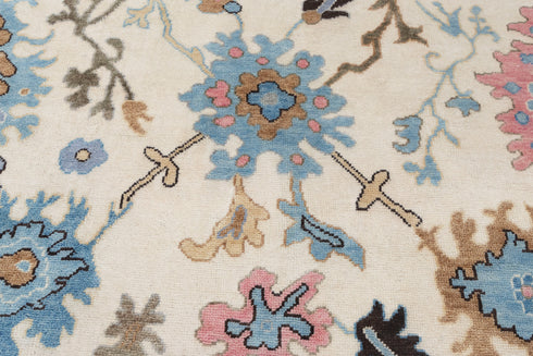 9x12 Cream Blue Modern Turkish Style Oushak Rug Hand Knotted Wool Rug #SE-101(275x365 Cms.)