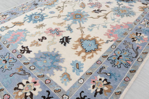 9x12 Cream Blue Modern Turkish Style Oushak Rug Hand Knotted Wool Rug #SE-101(275x365 Cms.)
