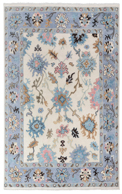 9x12 Cream Blue Modern Turkish Style Oushak Rug Hand Knotted Wool Rug #SE-101(275x365 Cms.)
