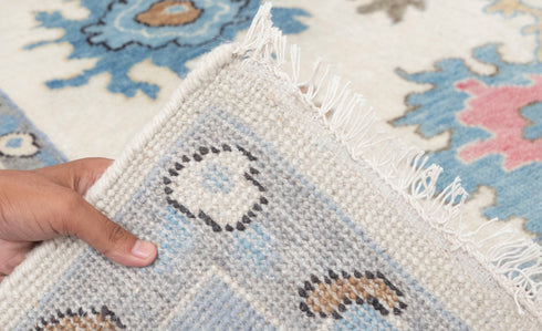 9x12 Cream Blue Modern Turkish Style Oushak Rug Hand Knotted Wool Rug #SE-101(275x365 Cms.)