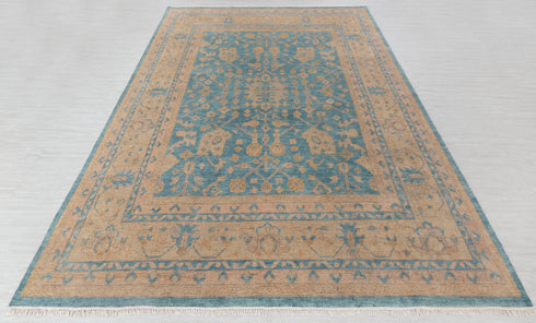 9x12 Blue Modern Living Rug Oushak Turkish Design Hand Knotted Hand Spun Wool Rug #SE-100