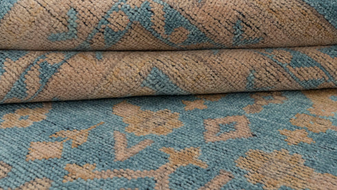 9x12 Blue Modern Living Rug Oushak Turkish Design Hand Knotted Hand Spun Wool Rug #SE-100