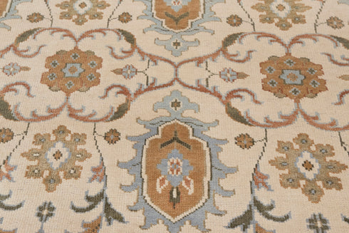 8x10 Beige Cream Persian Style Designer Oushak Turkish Design Hand Knotted Hand Spun Wool Rug #SE-129