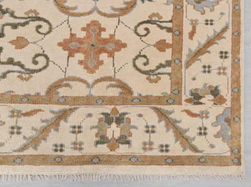 8x10 Beige Cream Persian Style Designer Oushak Turkish Design Hand Knotted Hand Spun Wool Rug #SE-129