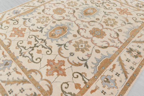 8x10 Beige Cream Persian Style Designer Oushak Turkish Design Hand Knotted Hand Spun Wool Rug #SE-129