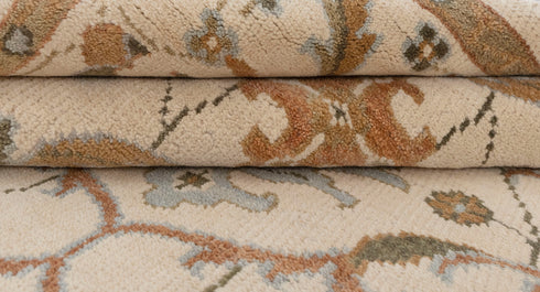 8x10 Beige Cream Persian Style Designer Oushak Turkish Design Hand Knotted Hand Spun Wool Rug #SE-129