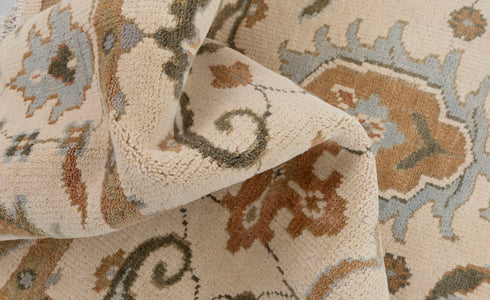 8x10 Beige Cream Persian Style Designer Oushak Turkish Design Hand Knotted Hand Spun Wool Rug #SE-129