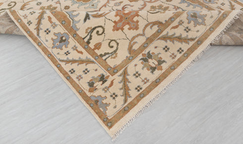 8x10 Beige Cream Persian Style Designer Oushak Turkish Design Hand Knotted Hand Spun Wool Rug #SE-129