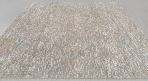 8x10 Taupe White  Abstract Modern  Oushak Turkish Design Hand Knotted Hand Spun Wool Rug #SE-67