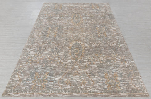 8x10 Taupe White  Abstract Modern  Oushak Turkish Design Hand Knotted Hand Spun Wool Rug #SE-67