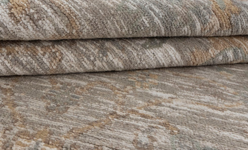 8x10 Taupe White  Abstract Modern  Oushak Turkish Design Hand Knotted Hand Spun Wool Rug #SE-67