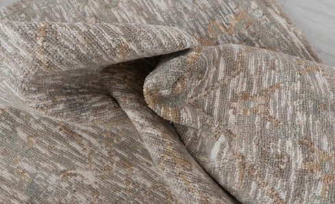 8x10 Taupe White  Abstract Modern  Oushak Turkish Design Hand Knotted Hand Spun Wool Rug #SE-67