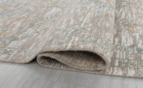 8x10 Taupe White  Abstract Modern  Oushak Turkish Design Hand Knotted Hand Spun Wool Rug #SE-67