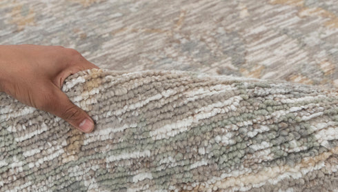 8x10 Taupe White  Abstract Modern  Oushak Turkish Design Hand Knotted Hand Spun Wool Rug #SE-67