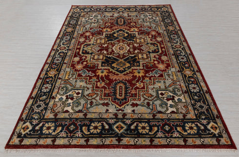 8x10 Rust Navy Mahal Classic Serapi Persian Rug High Quality Hand Knotted 100% WOOL Rug # Se-73