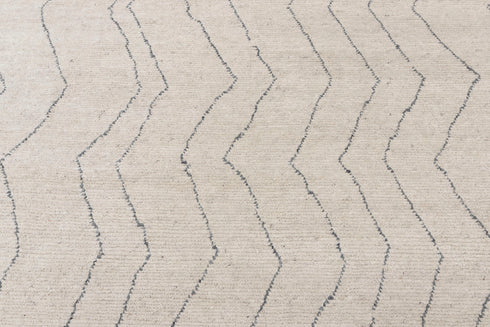 9x12 Ivory Charcoal Zigzag Moroccan Design Beni Ourain Hand Knotted Rug, No Wool Shedding-#355