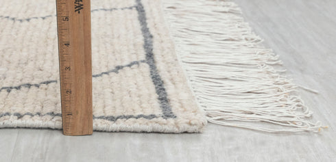 9x12 Ivory Charcoal Zigzag Moroccan Design Beni Ourain Hand Knotted Rug, No Wool Shedding-#355