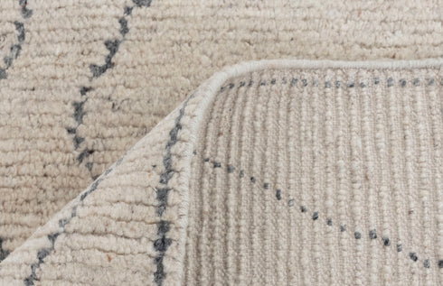 9x12 Ivory Charcoal Zigzag Moroccan Design Beni Ourain Hand Knotted Rug, No Wool Shedding-#355