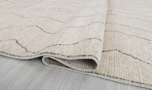 9x12 Ivory Charcoal Zigzag Moroccan Design Beni Ourain Hand Knotted Rug, No Wool Shedding-#355