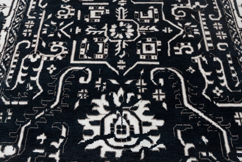9x12 Black White Floral High Quality Modern Turkish Wool Silk Oushak Design Hand Knotted Hand Spun Wool Rug #SE-135