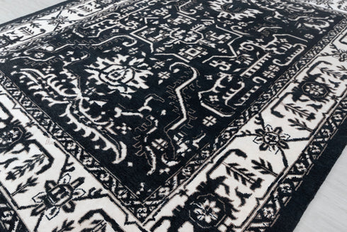 9x12 Black White Floral High Quality Modern Turkish Wool Silk Oushak Design Hand Knotted Hand Spun Wool Rug #SE-135