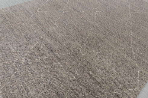 9x12 Moroccan Wool Brown Ivory Beige Beni Ourain Hand Knotted Rug, No Wool Shedding-#2172