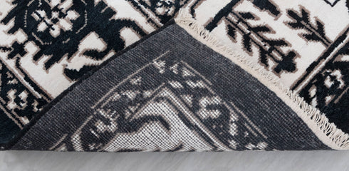 9x12 Black White Floral High Quality Modern Turkish Wool Silk Oushak Design Hand Knotted Hand Spun Wool Rug #SE-135