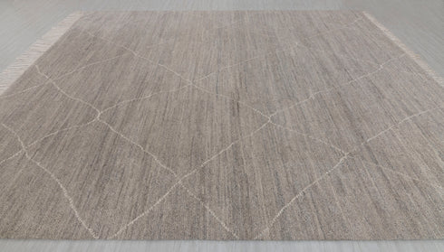 9x12 Moroccan Wool Brown Ivory Beige Beni Ourain Hand Knotted Rug, No Wool Shedding-#2172