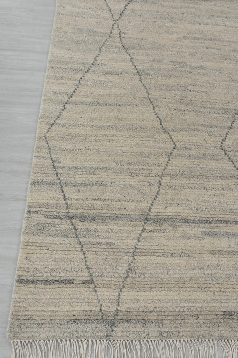 Moroccan Wool Ivory Beige Beni Ourain Hand Knotted Rug, No Wool Shedding-#1805-6x9