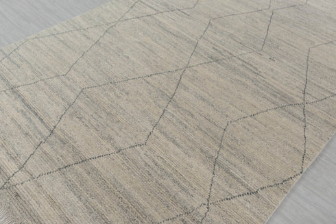 Moroccan Wool Ivory Beige Beni Ourain Hand Knotted Rug, No Wool Shedding-#1805-6x9