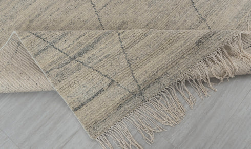 Moroccan Wool Ivory Beige Beni Ourain Hand Knotted Rug, No Wool Shedding-#1805-6x9