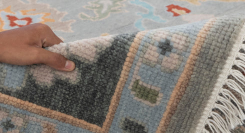 8x10 Grey Hand Knotted Decorative Angora Soft Oushak Turkish Style Wool Ushak,Free Shipping #3228