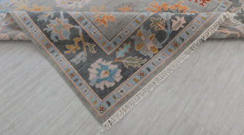 8x10 Grey Hand Knotted Decorative Angora Soft Oushak Turkish Style Wool Ushak,Free Shipping #3228