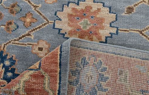 9x12 Blue Gray Rust Modern Classic Oushak Style Hand Knotted Area Rug#3306