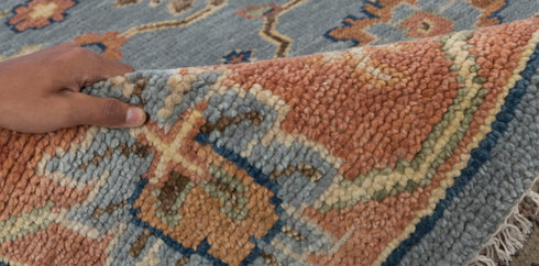 9x12 Blue Gray Rust Modern Classic Oushak Style Hand Knotted Area Rug#3306